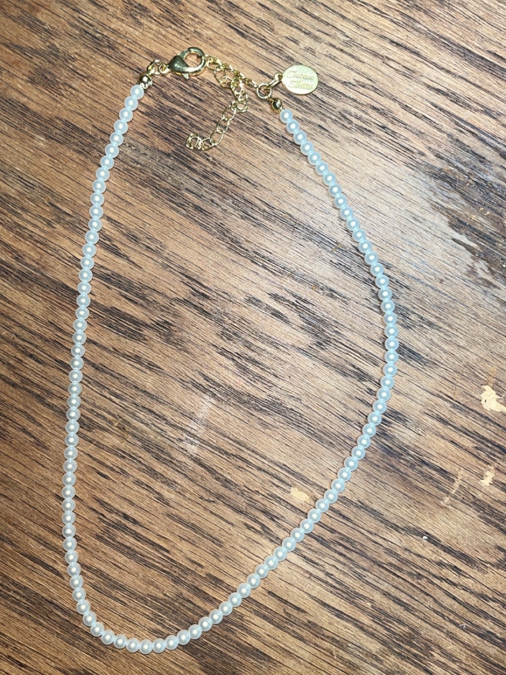 🍐 SUSAN SHAW Gold Accent White Pearl Choker Necklace 🤍